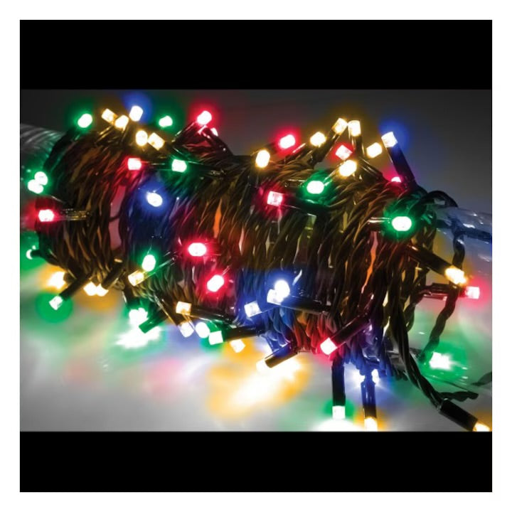 Instalatie brad cu 100 LED-uri, lungime 10m, 8 jocuri de lumini, Multicolor